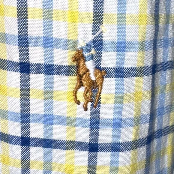 Polo Ralph Lauren Yellow Check Slim-Fit Strech Oxford Button Down Shirt XXL - Picture 3 of 7